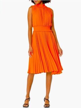 NWT Nanette Lepore Shirred High Neck Pleated Sleeveless Midi Dress Size 10 Party